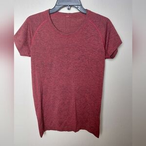 Lululemon Run Swiftly Tech Shirt Heathered Blk Red Size 12